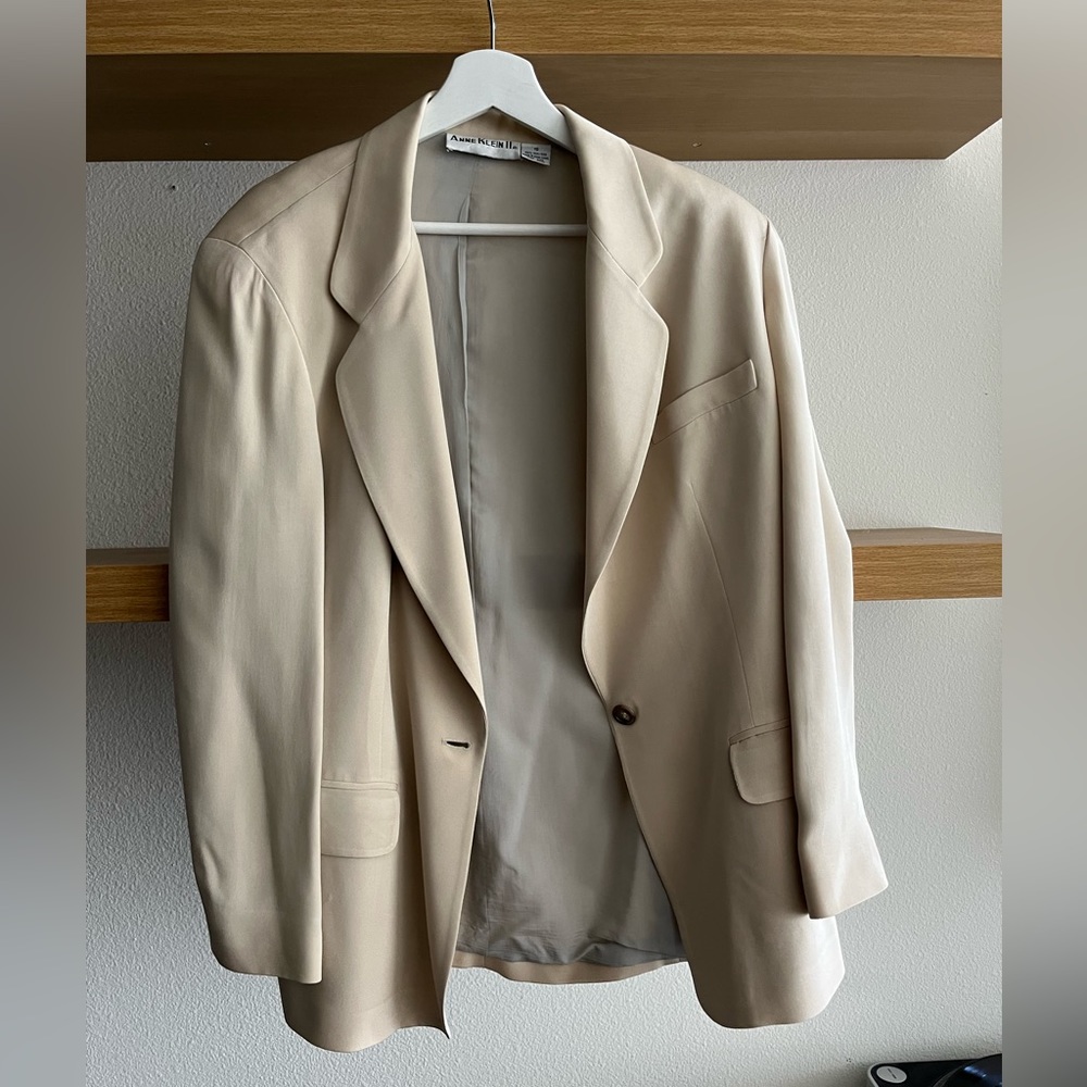 Vintage Anne Klein Cream Silk Blazer